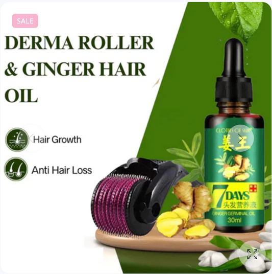 Derma Roller & Ginger Hair Regrowth Oil