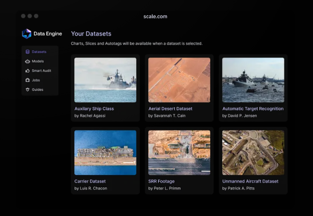 Data Engine Dashboard showing datasets