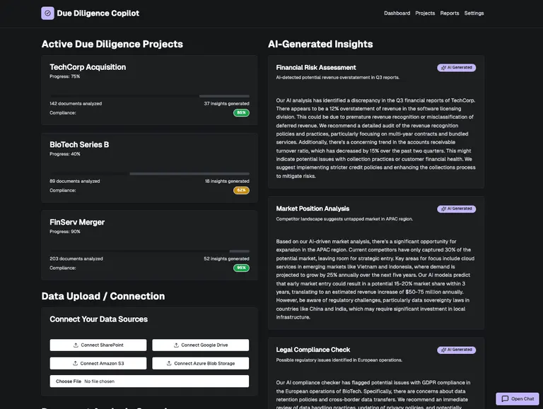 Investment Due Diligence Mockup