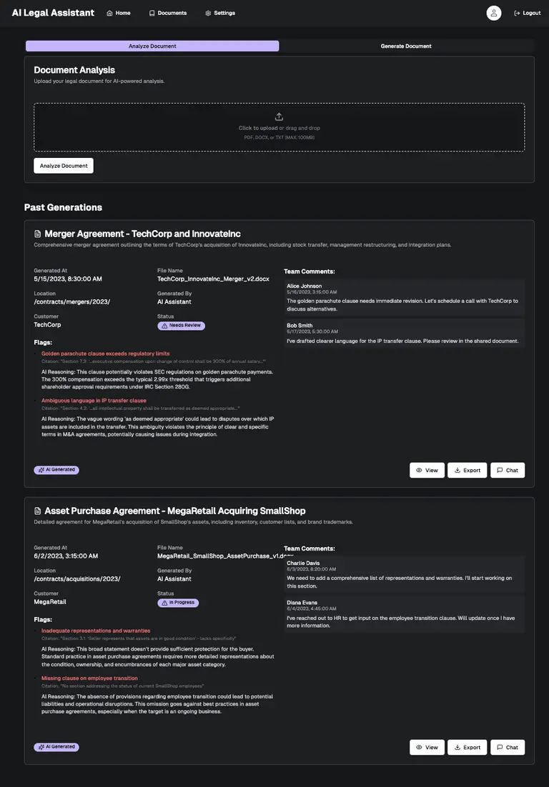 Agentic Legal Document Review Mockup